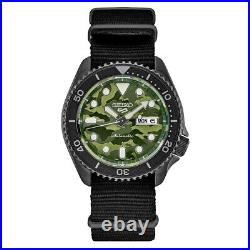 Seiko 5 Sports Automatic Watch with Green Camo Dial and Gun Metal Case #SRPJ37