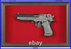 Single Handgun Pistol Revolver Gun Display Case Wall Mount Lockable Red Felt Woo