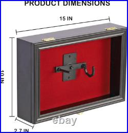 Single Handgun Pistol Revolver Gun Display Case Wall Mount Lockable Red Felt Woo