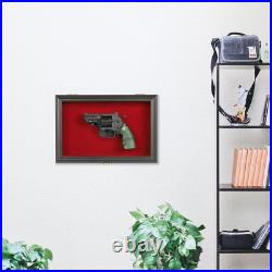 Single Handgun Pistol Revolver Gun Display Case Wall Mount Lockable Red Felt Woo