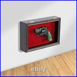 Single Handgun Pistol Revolver Gun Display Case Wall Mount Lockable Red Felt Woo