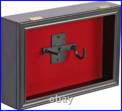 Single Handgun Pistol Revolver Gun Display Case Wall Mount Lockable Red Felt Woo