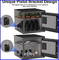 Smart Gun Safe for 4 Pistol Holders with Smart LCD UI Automatic Locking Tabs Fast