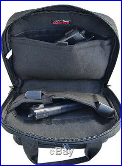 Soft Padded Double Pistols compact Range Bag Hand carry Gun Case Magazine Holder
