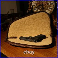 TOURBON Leather Handgun Case Double Pistol Storage Bag Padded Gun Carrier Pouch