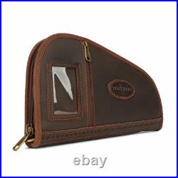 TOURBON Leather Handgun Case Pistol Storage Bag Soft Padded Zipper Pouch Gift
