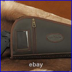 TOURBON Leather Handgun Case Pistol Storage Bag Soft Padded Zipper Pouch Gift