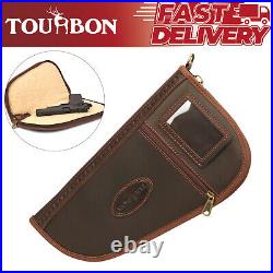TOURBON Leather Revolver Case Thick Padded Bag Handgun Storage Pistol Safe Pouch