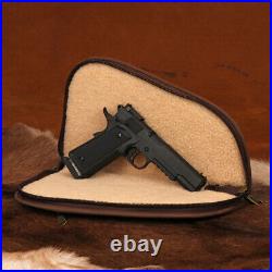 TOURBON Leather Revolver Case Thick Padded Bag Handgun Storage Pistol Safe Pouch