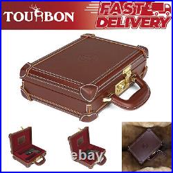 TOURBON Leather Revolver Hard Case Gun Storage Box Handgun Carry Pistol Cabinet
