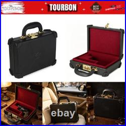 TOURBON Real Leather Gun Case Lockable Pistol Revolver Storage Box Hard Carrier