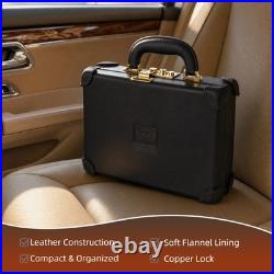 TOURBON Real Leather Gun Case Lockable Pistol Revolver Storage Box Hard Carrier