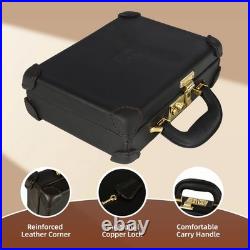 TOURBON Real Leather Gun Case Lockable Pistol Revolver Storage Box Hard Carrier