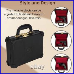 TOURBON Real Leather Gun Case Lockable Pistol Revolver Storage Box Hard Carrier