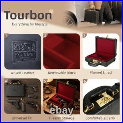 TOURBON Real Leather Gun Case Lockable Pistol Revolver Storage Box Hard Carrier