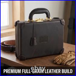 TOURBON Real Leather Gun Case Lockable Pistol Revolver Storage Box Hard Carrier