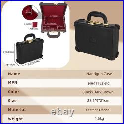 TOURBON Real Leather Gun Case Lockable Pistol Revolver Storage Box Hard Carrier
