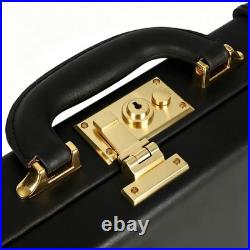 TOURBON Real Leather Gun Case Lockable Pistol Revolver Storage Box Hard Carrier