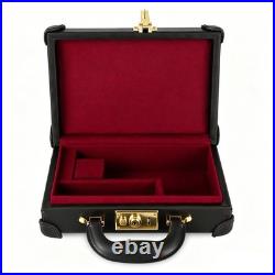 TOURBON Real Leather Gun Case Lockable Pistol Revolver Storage Box Hard Carrier
