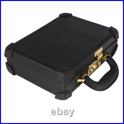 TOURBON Real Leather Gun Case Lockable Pistol Revolver Storage Box Hard Carrier
