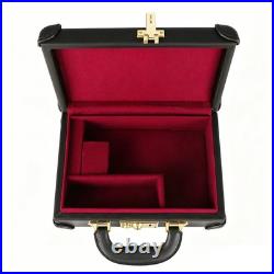 TOURBON Real Leather Gun Case Lockable Pistol Revolver Storage Box Hard Carrier