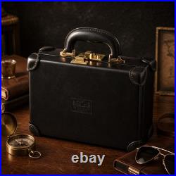 TOURBON Real Leather Gun Case Lockable Pistol Revolver Storage Box Hard Carrier
