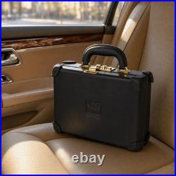 TOURBON Real Leather Gun Case Lockable Pistol Revolver Storage Box Hard Carrier