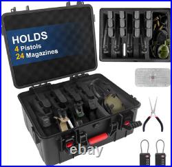 TSA Approved Gun Case Lockable for 1-4 Pistols, Waterproof Pistol Carrying Case
