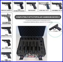 TSA Approved Pistol Case Waterproof IP68 Hard Travel Gun Storage for 5 Handgun