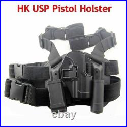 Tactical Drop Leg Gun Holster Military HK USP Right Hand Compact Pistol Case
