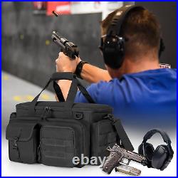 Tactical Pistol Range Bag with 4 Pistol Cases, Padded Gun Duffle Range Bag with