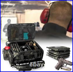 Tactical Pistol Range Bag with 4 Pistol Cases, Padded Gun Duffle Range Bag with