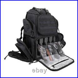 Thick Foam Padded Handgun Case Tactical Range 4-Pistol Backpack Rainfly & Molle