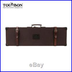 Tourbon Canvas Hard Gun case Hunting Leather Shotgun Rifle Carry Box Hand Sewing