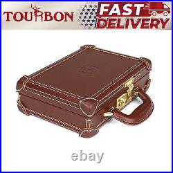 Tourbon Leather Revolver Hard Case Storage Box Handgun Safe Pistol Lock Cabinet