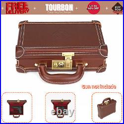 Tourbon Leather Revolver Hard Case Storage Box Handgun Safe Pistol Lock Cabinet