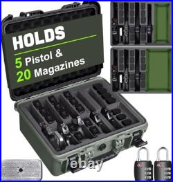 Turokacase TSA Approved Pistol Gun Case for 5 Handguns, Waterproof Hard Shell