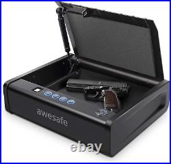 Two Gun Pistol Safe Box Metal Case Biometric Fingerprint Lock 2 Handgun Storage