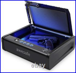 Two Gun Pistol Safe Box Metal Case Biometric Fingerprint Lock 2 Handgun Storage