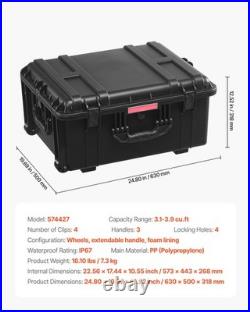 Uimoso 3.5Cu. Ft Weatherproof Hard Case Rolling Wheels & Retractable Handle Black