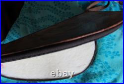 VINTAGE HAND TOOLED LEATHER PISTOL GUN CASE HORSE HEAD FLEECE LINED ZIPS 14 x 7
