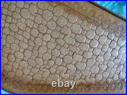 VINTAGE HAND TOOLED LEATHER PISTOL GUN CASE HORSE HEAD FLEECE LINED ZIPS 14 x 7