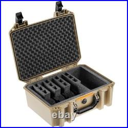 Vault V300 4-5 Pistol Case Custom Foam Hard Shell Desert Tan