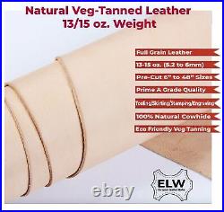 Veg Tan Full Grain Leather 13/15 Oz. (5.2-6mm) Heavy Thickness Pre-Cut 6 to