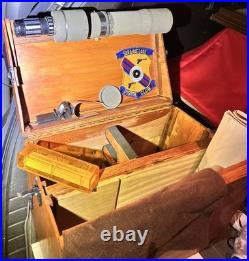 Vintage 5 Gun Competition Shooting Range Box HandMade Wood w Spotter Scope
