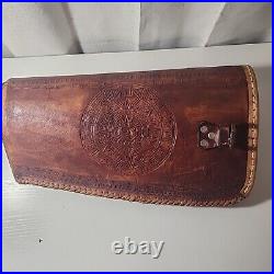 Vintage Beautifully Hand Tooled Leather Long Gun Case, Lined 2 Pc Expandable