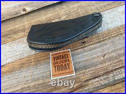 Vintage Blue Leather Baby Browning Pistol Bag Gun Case Rug Brass Zipper