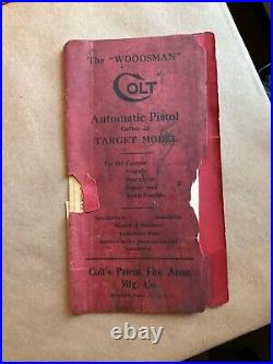 Vintage Colt Woodsman Wood Display Case With Grips And Manuals
