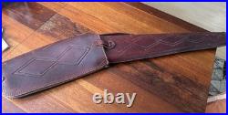 Vintage Fleeced Lined 2 Pc Hinged Case, Long Gun, Riffle, Custom Tooled Leather