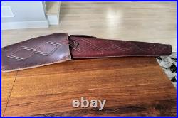 Vintage Fleeced Lined 2 Pc Hinged Case, Long Gun, Riffle, Custom Tooled Leather